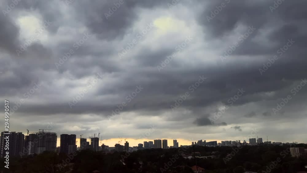 Time Lapse of Clouds with City & Sunset Background Time Lapse of Clouds with City & Sunset Background