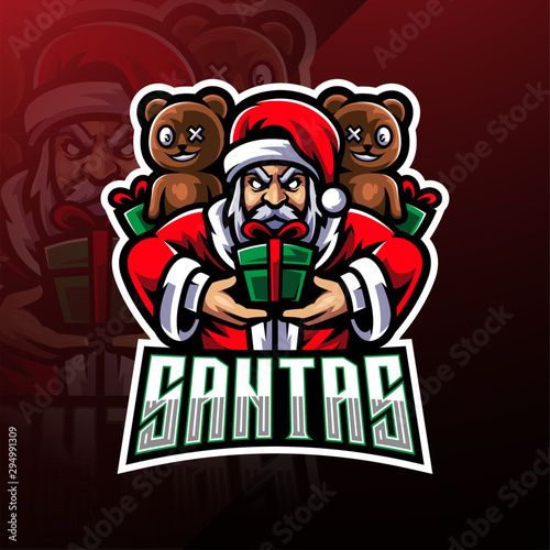 Santa esport mascot logo design 