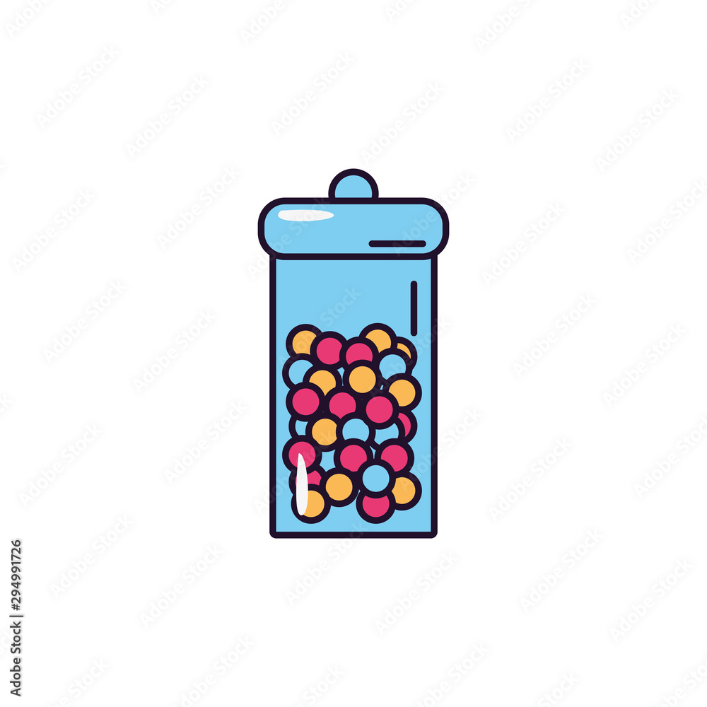 Fototapeta premium glass jar hard candy sweet and candies icon line fill