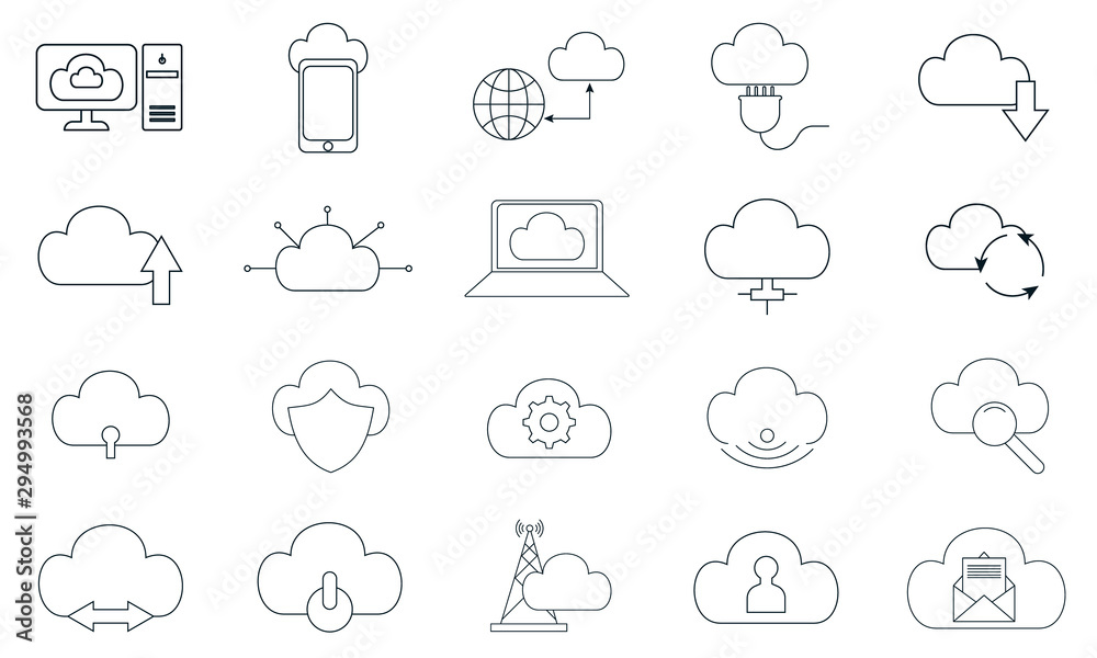 Cloud server icon pack for versatile server management Cloud server icon pack for versatile server management