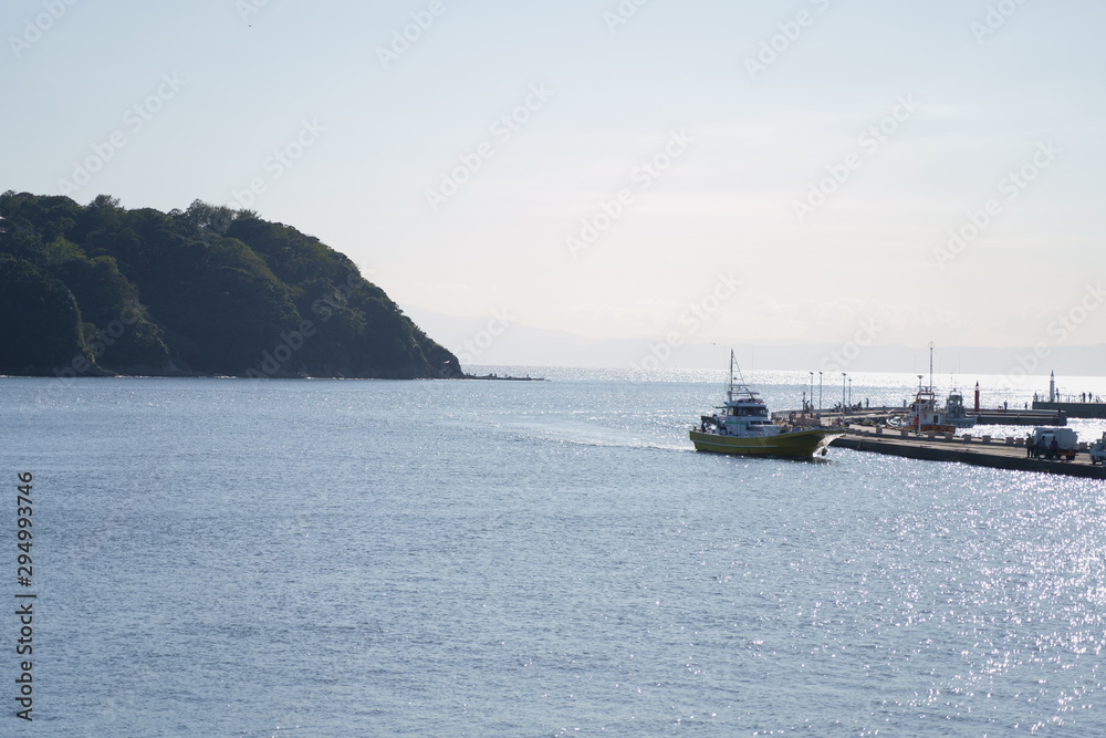Japanese fishing boat returning to fishing port