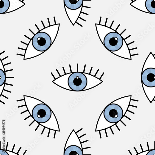 Abstract seamless sport eyes pattern for girls, boys. Creative sport vector pattern with psychodelic eyes. Funny eyes pattern for textile and fabric. Fashion sport style. Background for kids, girls