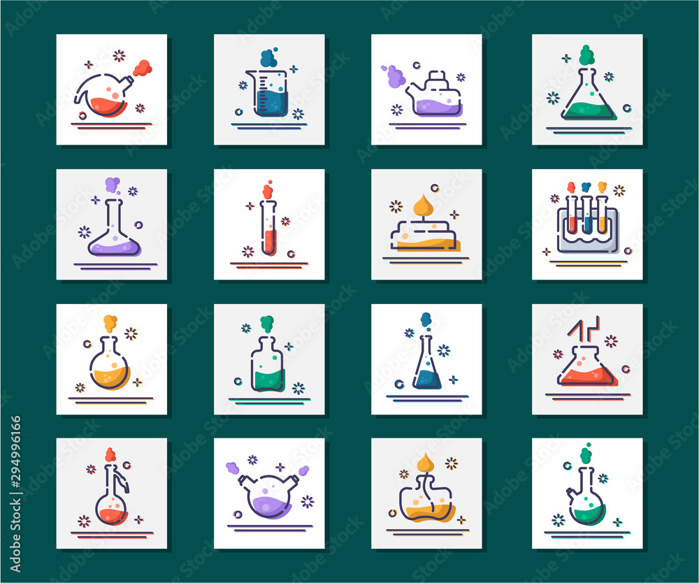 Plakat Laboratory Flasks Icon Set