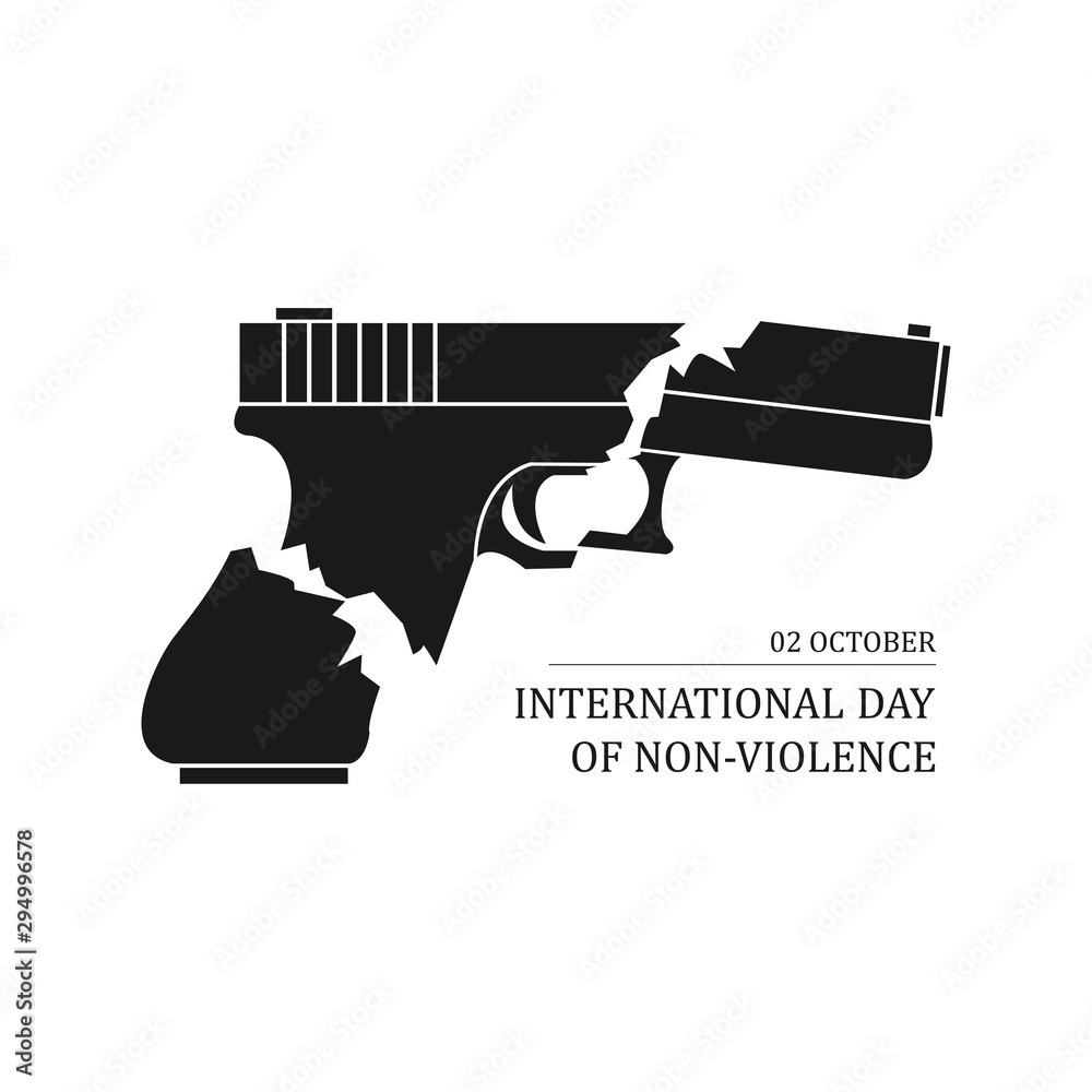 Broken gun illustration for international day of nonviolence Stock