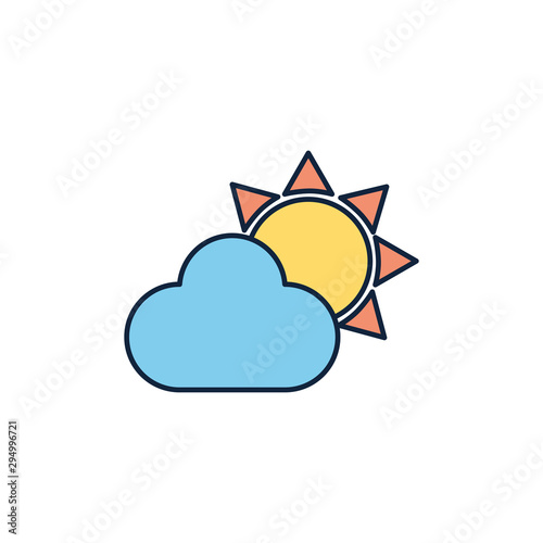 sun and cloud weather summer icon line and fill