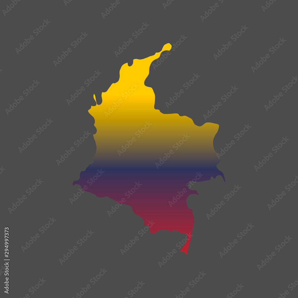 Columbia map in national colors on grey background. gradient vector illustration Columbia map in national colors on grey background. gradient vector illustration