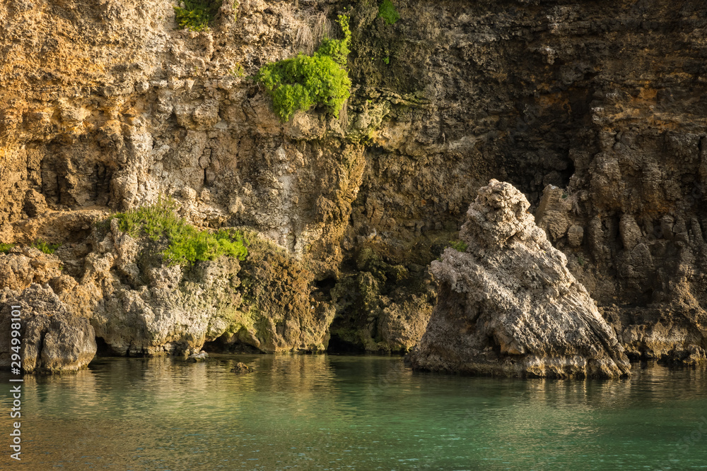 A Small Triangle-Shaped Cliff Completing a Beautiful Rocky Landscape at the Mediteranean Sea