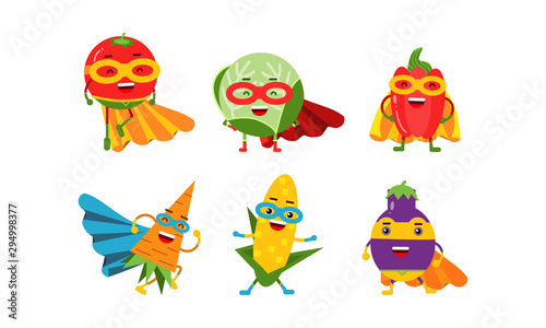Animated Different Kinds Of Vegetables Cartoon Character Vector Illustration