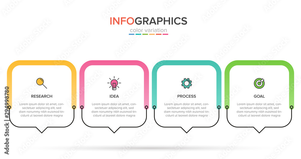 Obraz premium Infographic design with icons and 4 options or steps. Thin line vector. Infographics business concept. Can be used for info graphics, flow charts, presentations, web sites, banners, printed materials.