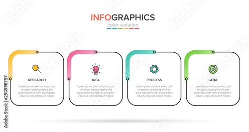 Infographic design with icons and 4 options or steps. Thin line vector. Infographics business concept. Can be used for info graphics, flow charts, presentations, web sites, banners, printed materials.