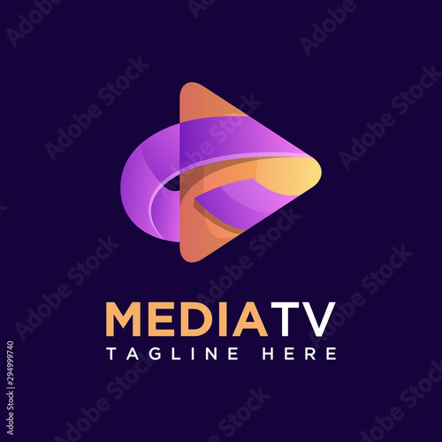 play media logo colorful, media tv logo, chanel logo 
