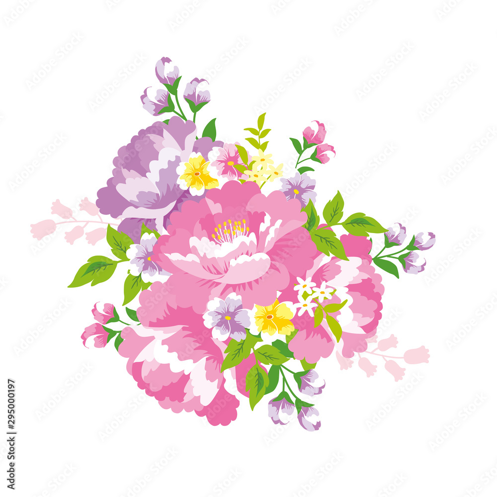台湾花布　花柄　カットイラスト