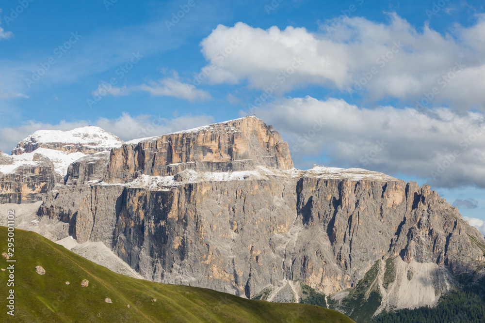 snow-capped Piz Boe mountain of Sella group in  Dolomites