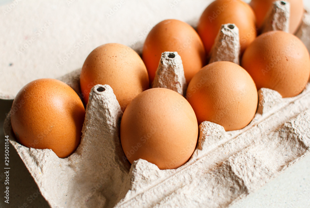 The brown eggs in egg box. The brown eggs in egg box.