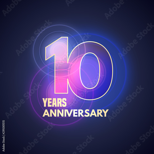 10 years anniversary vector icon, logo. Graphic design element