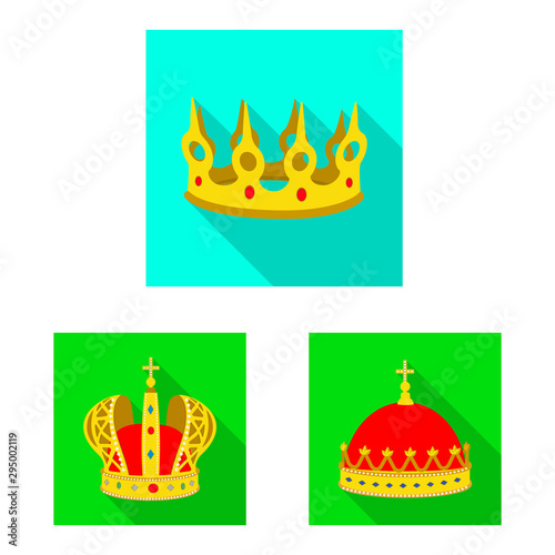 Vector illustration of medieval and nobility symbol. Set of medieval and monarchy stock vector illustration.