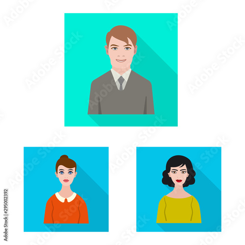 Vector illustration of profile and portrait sign. Set of profile and profession vector icon for stock.