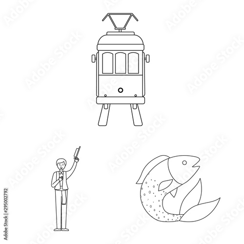 Vector design of tourism and landmark logo. Set of tourism and european stock vector illustration.