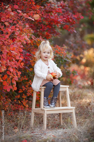 Little fashionista. Happy girl on autumn day. Little girl happy smiling with autumn leaves. Girls autumn style. Stylish by nature.Little girl excited about autumn season. Autumn warm season pleasant m