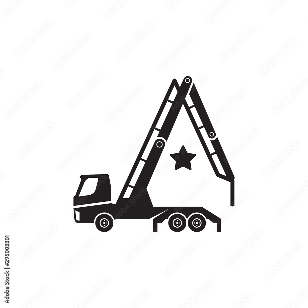 Naklejka premium Concrete pump truck silhouettes logo. Looks like a letter A.