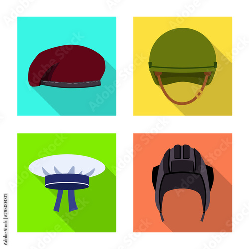 Isolated object of headdress and clothing logo. Collection of headdress and armed vector icon for stock.