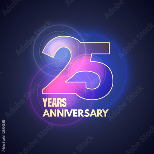 25 years anniversary vector icon, logo. Graphic design element with bokeh