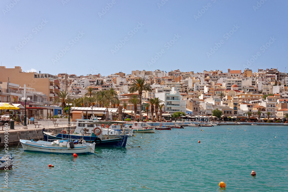 the town of sitia,  Crete island, Greece. Sitia is a traditional town at the east Crete near the beach of palm trees, Vai. 