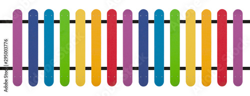 colorful wooden fence isola...