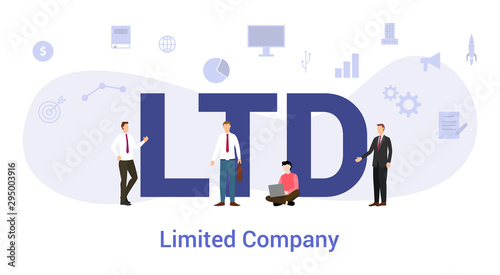 ltd limited time company concept with big word or text and team people with modern flat style - vector
