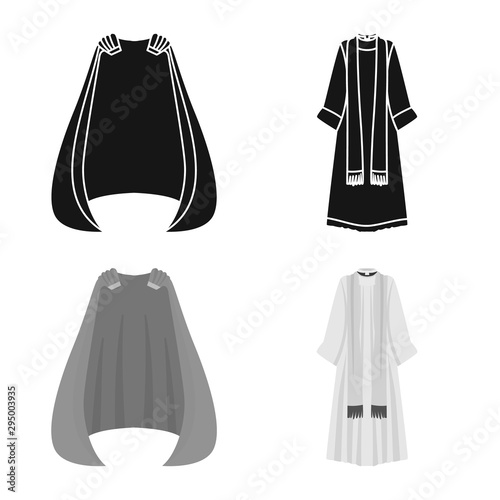 Vector illustration of material and clothing icon. Collection of material and garment stock vector illustration.
