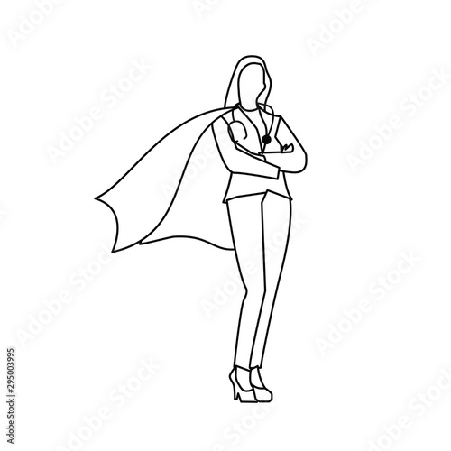 nurse woman female line character vector template