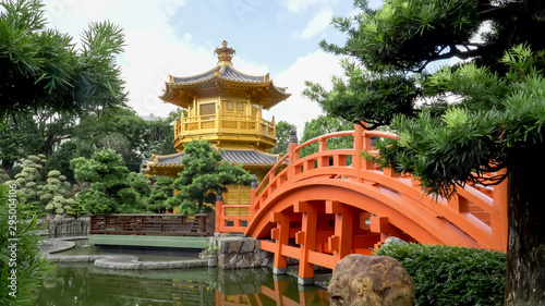 the bridge and pavillion at nan lian garden in hong kong