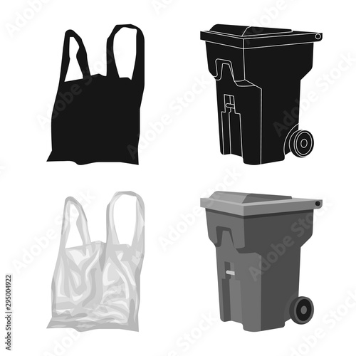 Vector design of refuse and junk icon. Set of refuse and waste vector icon for stock.