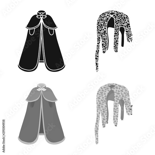 Isolated object of material and clothing icon. Collection of material and garment stock vector illustration.