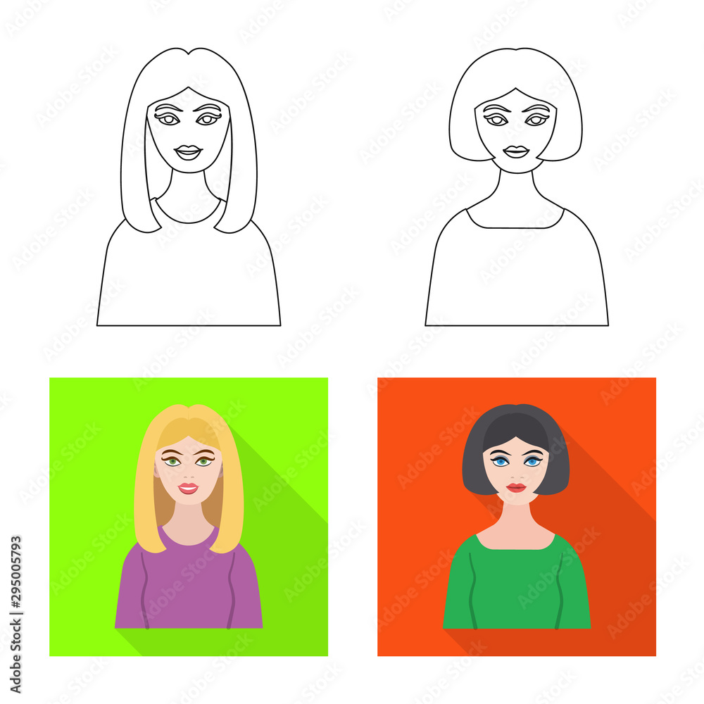 Isolated object of hairstyle and profession sign. Set of hairstyle and character stock symbol for web. Isolated object of hairstyle and profession sign. Set of hairstyle and character stock symbol for web.
