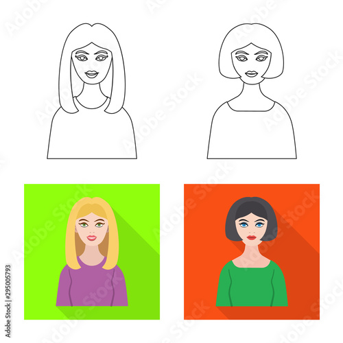 Isolated object of hairstyle and profession sign. Set of hairstyle and character stock symbol for web.