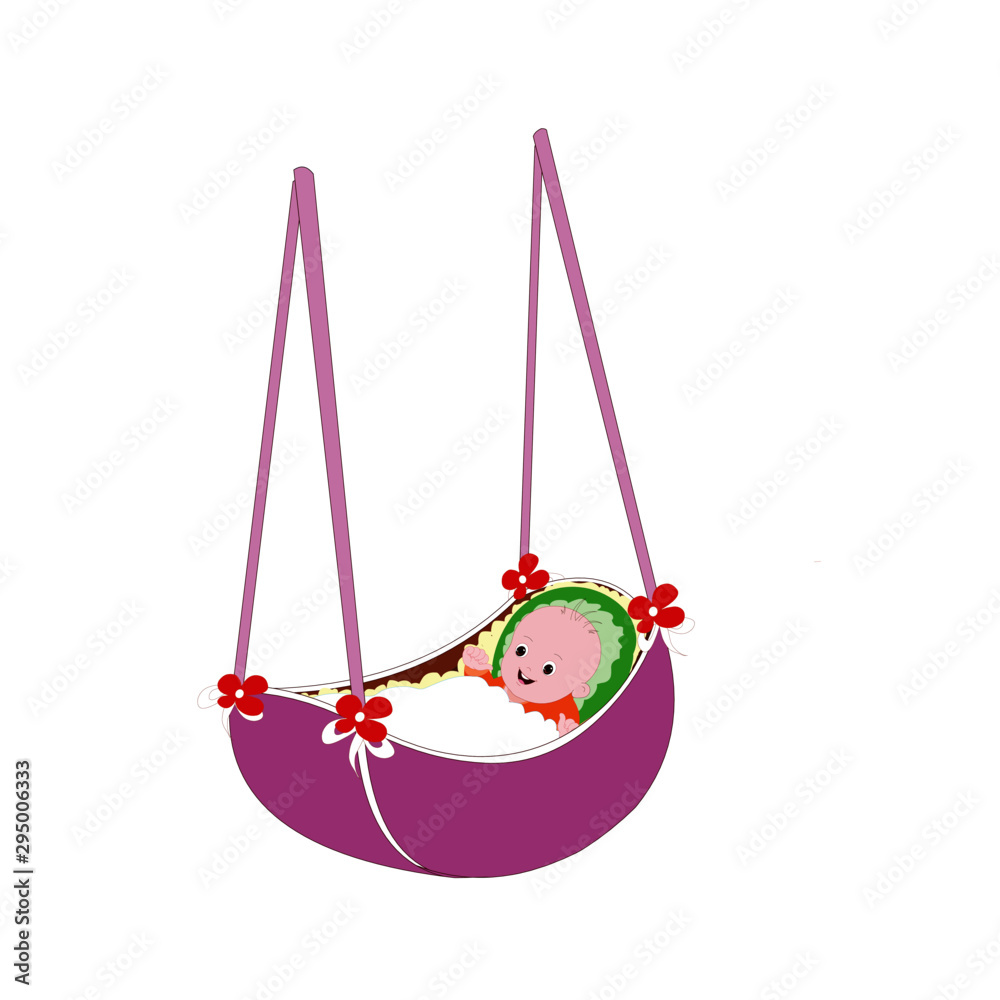 Happy Baby in Pink Swing Cartoon Vector Image Stock Vector Adobe Stock