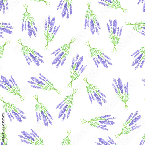 Seamless pattern with watercolor lavander flower