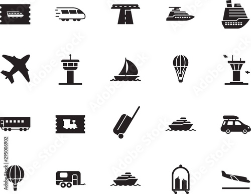 holiday vector icon set such as: stripe, roof, road, auto, camp, sailboat, destination, station, drive, aeroplane, fast, logo, trolley, landing, nautical, sport, public, cart, sail, summer, yachting