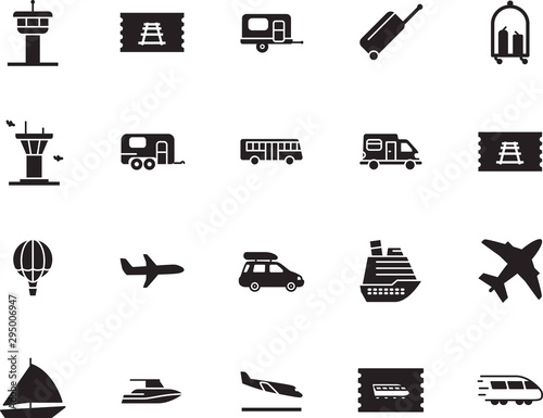 holiday vector icon set such as: cruiser, yachting, box, shipping, wagon, aeroplane, basket, side, balloon, sail, minimal, metro, sport, price, cart, destination, subway, fast, speed, trolley, front