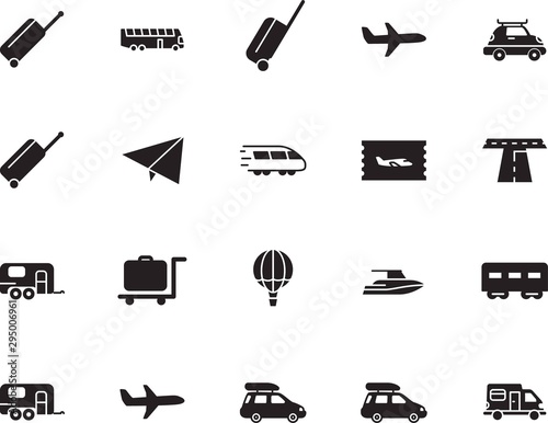 holiday vector icon set such as: navigation, ticket, metro, airline, roadside, race, art, boat, pass, motorhome, road, vessel, map, drive, carriage, origami, wing, briefcase, street, departure