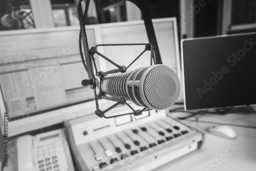 Professional microphone in Radio studio