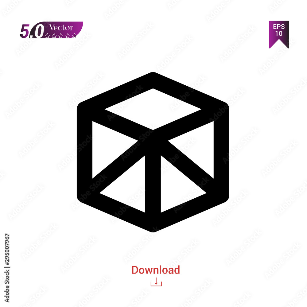 Outline cube-divisions icon vector isolated on white background. Graphic design, material-design, office icons, mobile application, logo, user interface. EPS 10 format vector