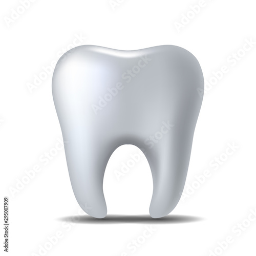 Realistic white Tooth isolated on white background