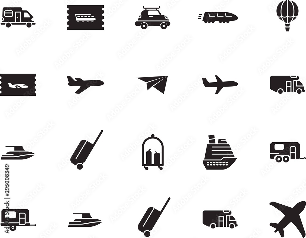 Obraz premium holiday vector icon set such as: front, metro, shipping, speed, subway, bullet, coupon, water, wave, ship, trolley, public, modern, sea, logo, cart, hotel, railroad, art, box, airship, motion