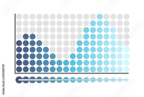 Graphic chart, representation of information report vector. Timeline with growing and falling down circles. Infographic flowchart with business data