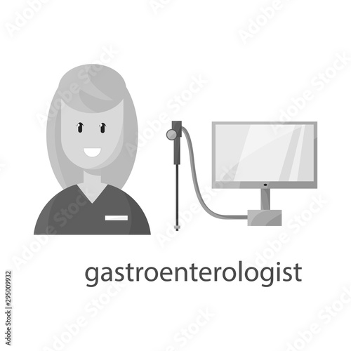 Vector illustration of gastroenterologist and woman logo. Collection of gastroenterologist and stomach stock vector illustration.
