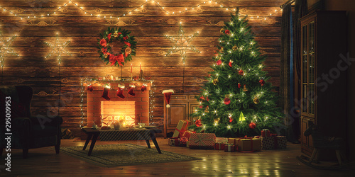 3D Rendering Christmas interior