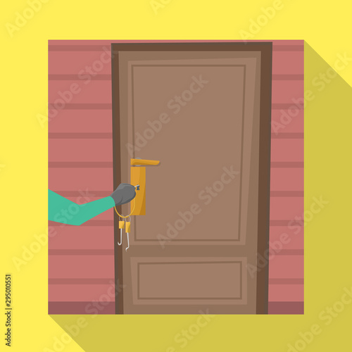 Isolated object of burglar and door symbol. Collection of burglar and house stock vector illustration.