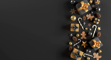 Christmas white background with christmas balls and decoration - 3d rendering